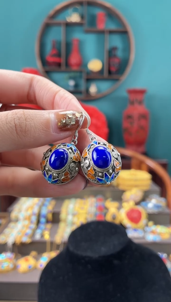 安*非遗手工花丝镶嵌耳环