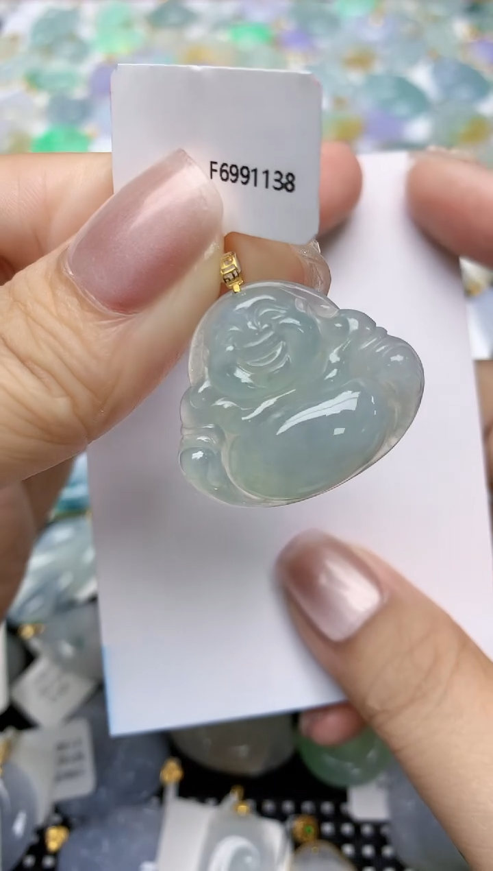 翡翠18K金镶嵌颈饰天然缅甸A货翡翠