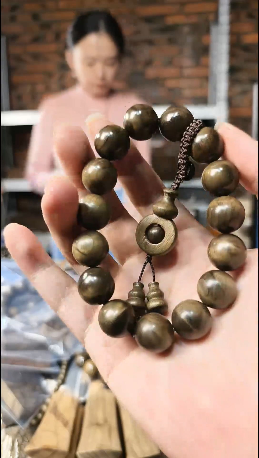 【闪购商品】金丝楠1.5阴沉绿手串