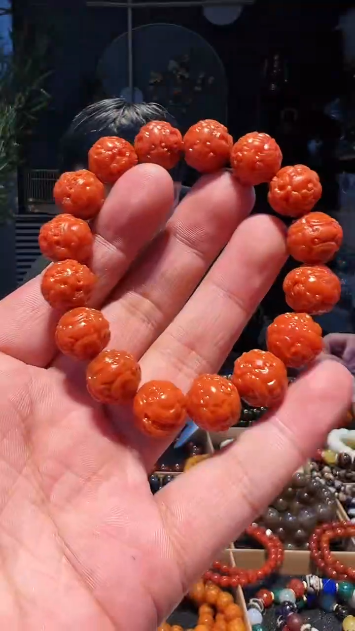 【闪购商品】南红玛瑙手串未镶嵌15+皮丘单圈