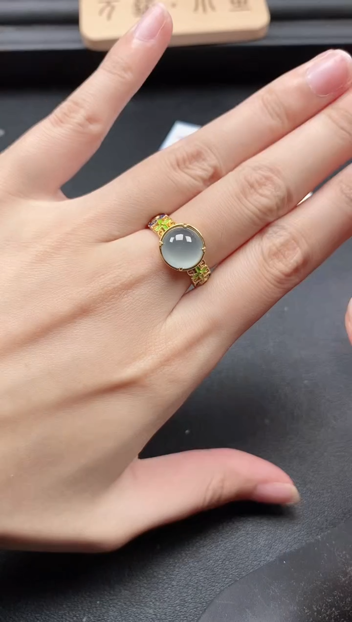 翡翠戒指银S925镶嵌51511