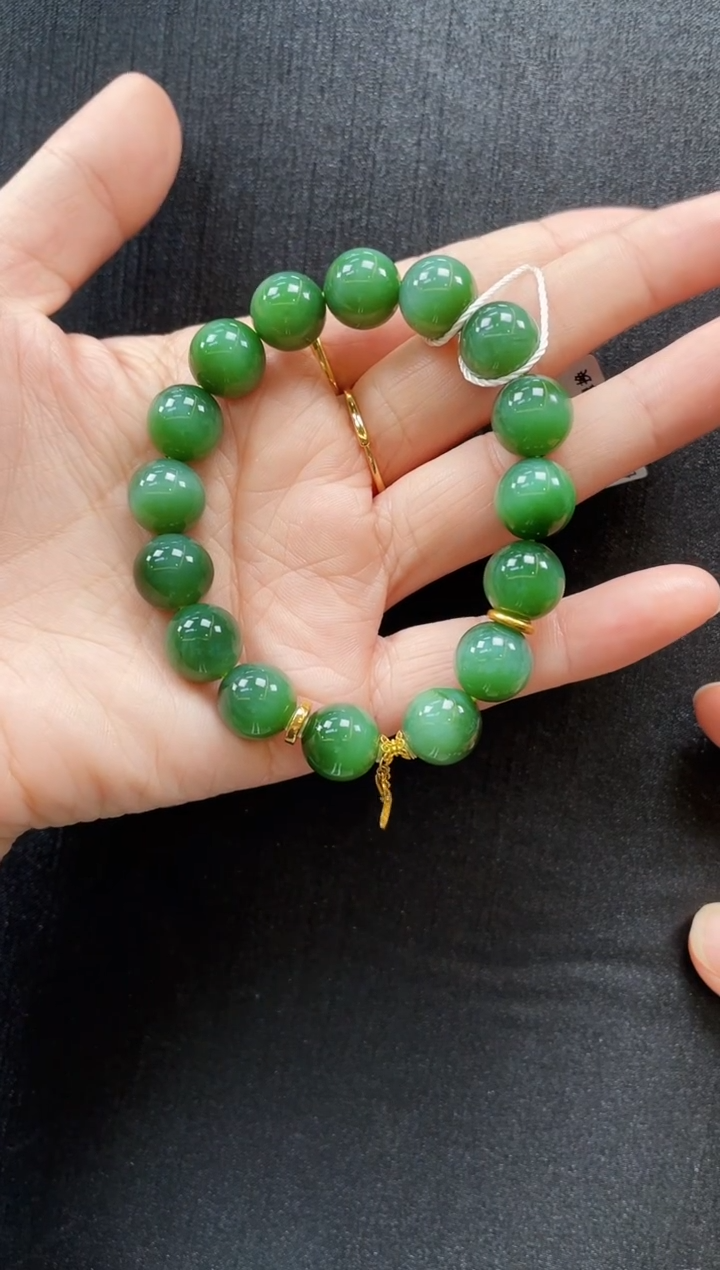 18K金镶嵌手串和田玉多样性发一