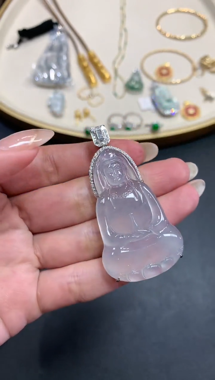 【闪购商品】翡翠吊坠(不含链)18K金镶嵌A907|29800