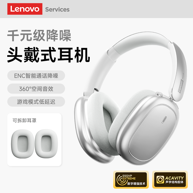 联想LS102头戴式耳机有线无线蓝牙6.0降噪高音质女生学生电脑台式