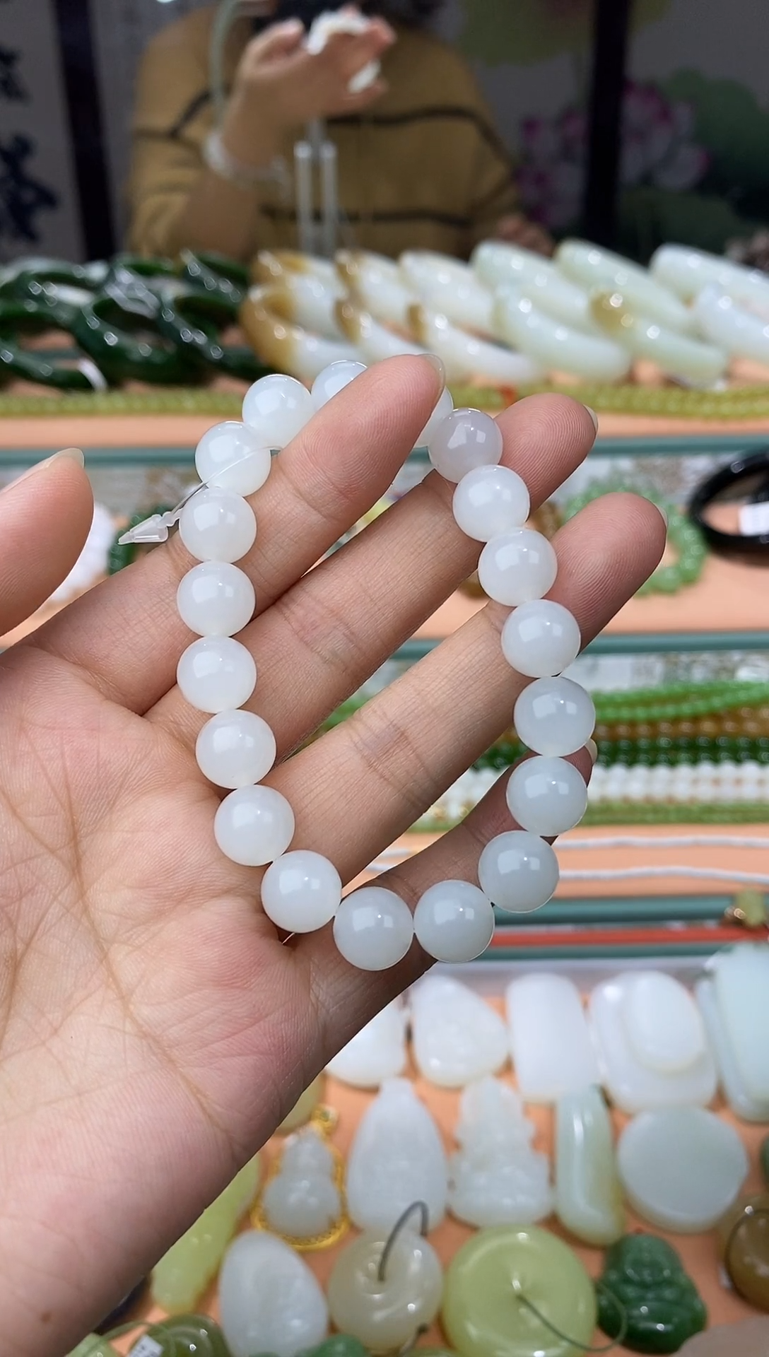 未镶嵌手串和田玉高冰白玉手串卡10