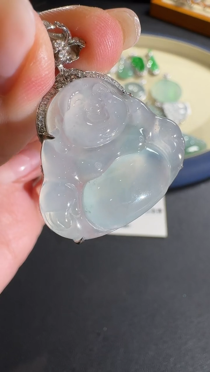 【闪购商品】翡翠吊坠(不含链)18K金镶嵌【源头工厂】钻石镶嵌