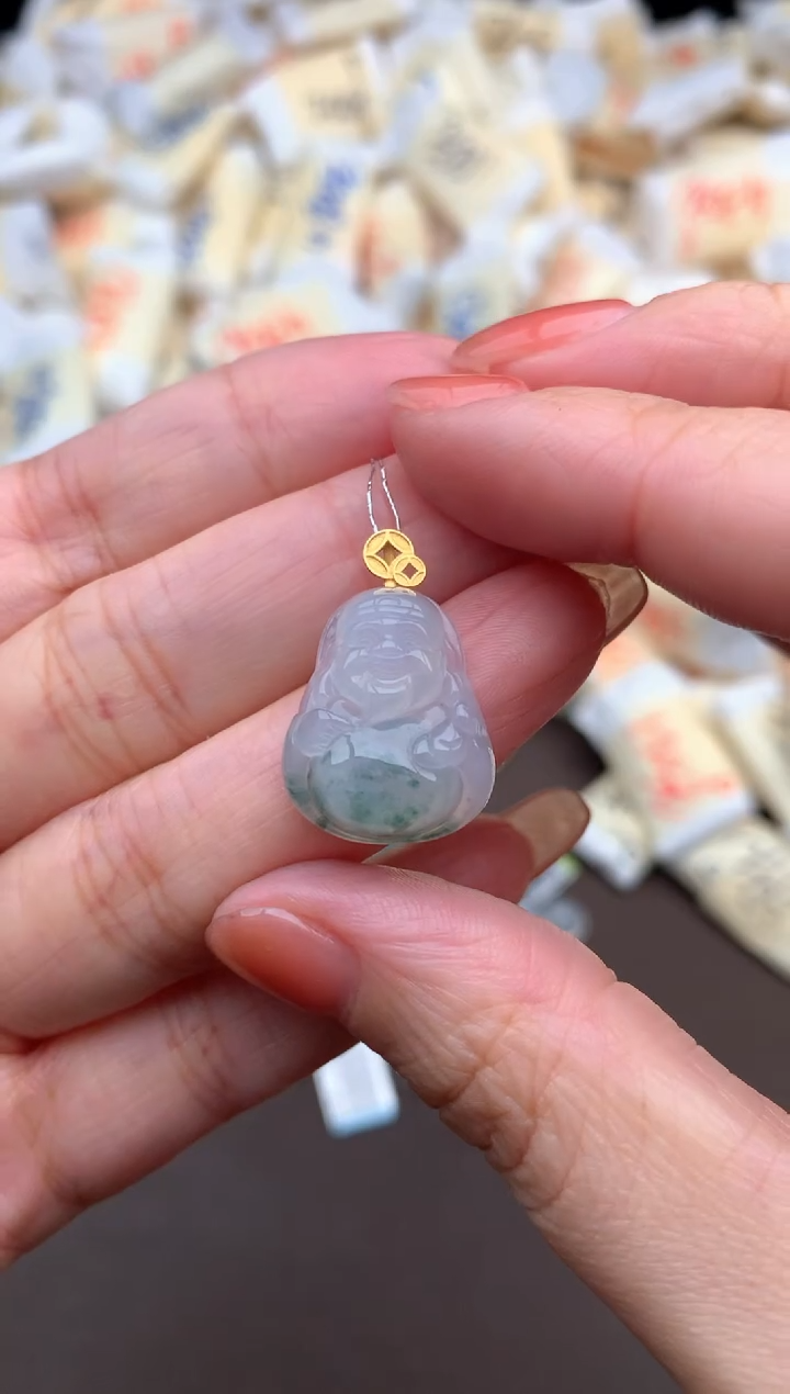 【闪购商品】翡翠挂件18K金镶嵌一