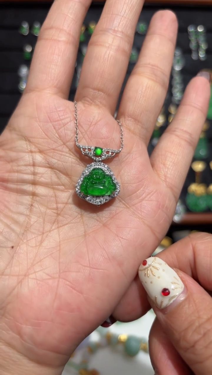 【闪购商品】翡翠颈饰银S925镶嵌佛公/支持复检/一件