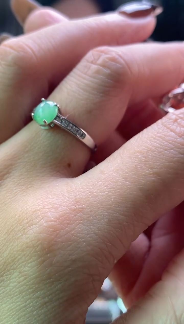 颈饰银S925镶嵌翡翠净货14210