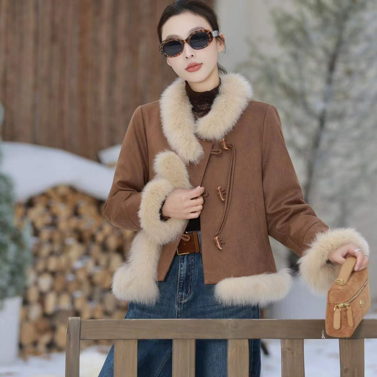 王姐专属-2025冬季新品高端设计时尚保暖毛领拼接羽绒服-【尺-961】