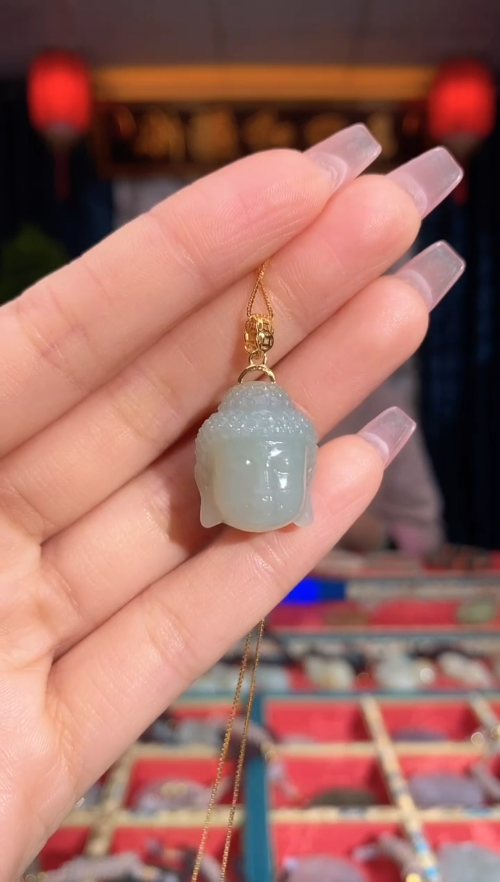 【闪购商品】和田玉颈饰银S925镶嵌佛头