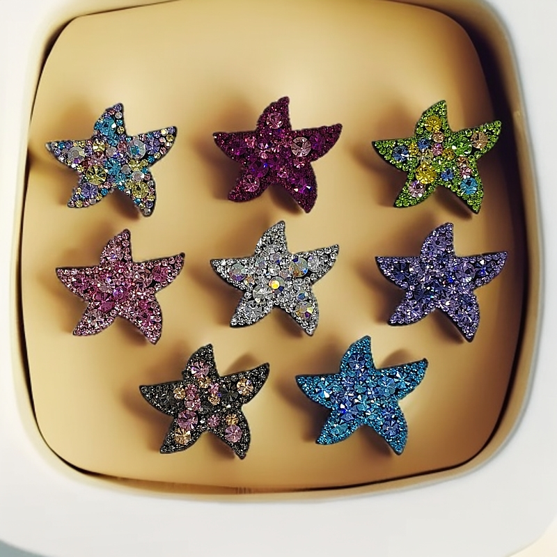 【五角星】发夹可爱彩色镶嵌满钻时尚轻奢镶钻百搭彩宝纯手工甜美