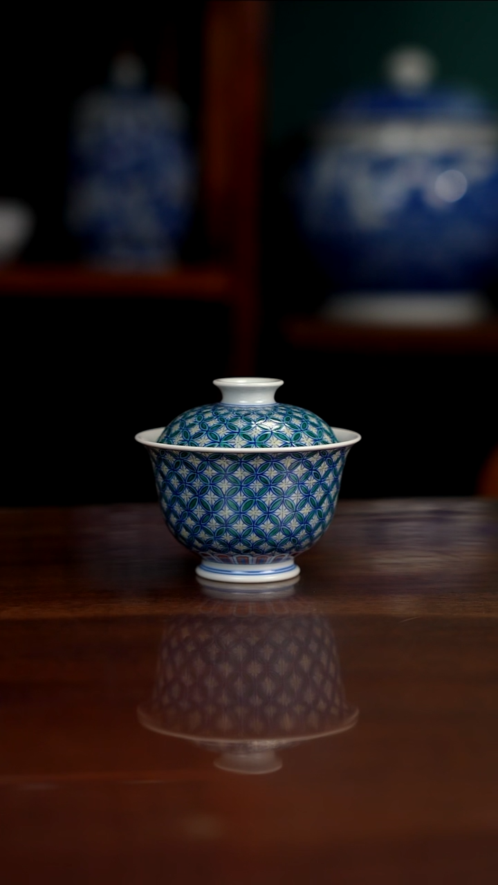 空山明月 新斗彩 铜钱纹