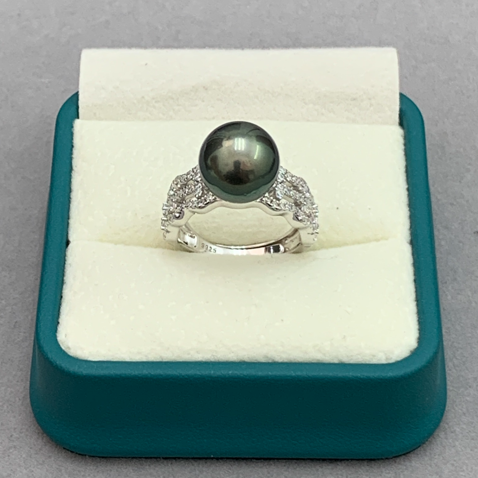 星柠珍珠 海水大溪地黑珍珠 s925银戒指 时尚款