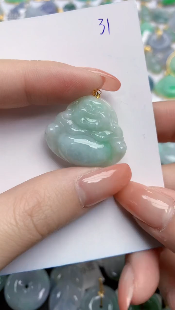 【闪购商品】翡翠颈饰18K金镶嵌天然缅甸翡翠A货