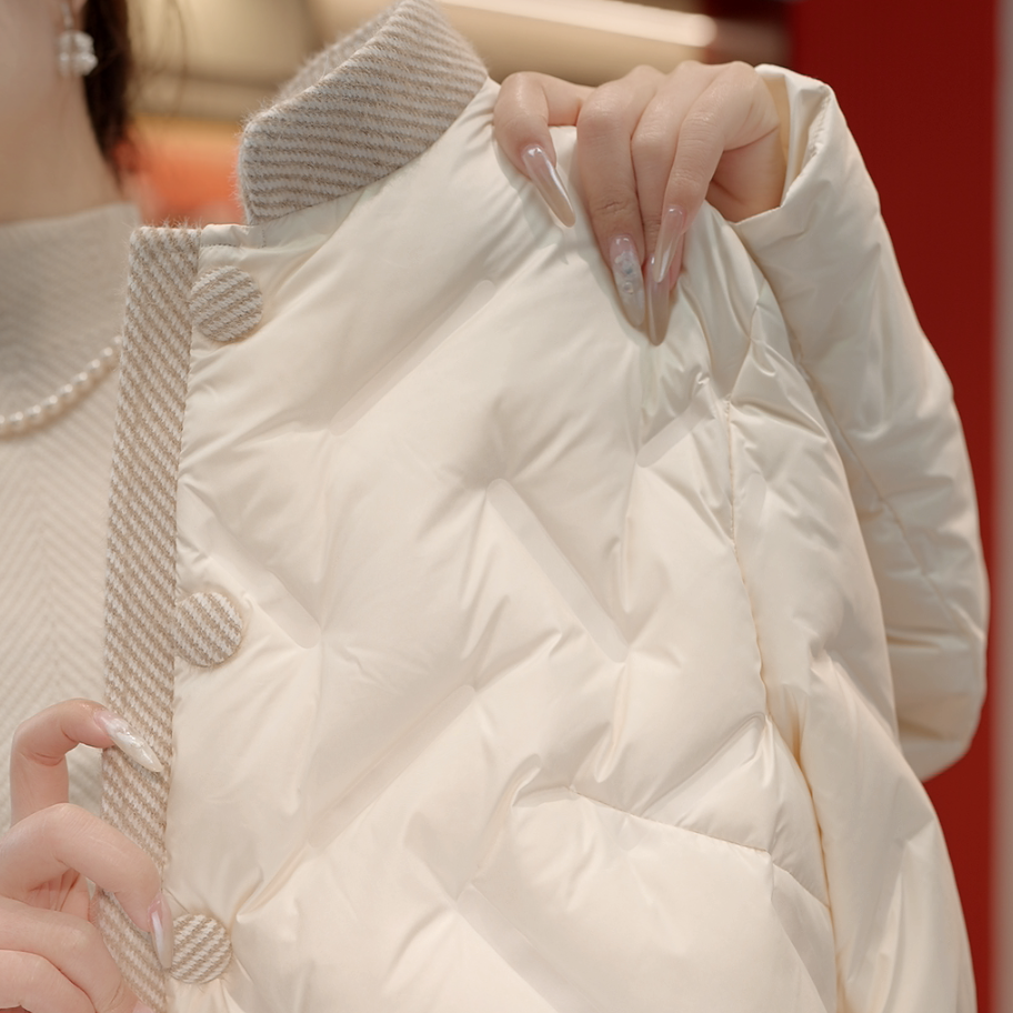 [甄选大朵鸭绒]25年冬暖白缤纷保暖加厚百搭白鸭绒羽绒服E6019-MN