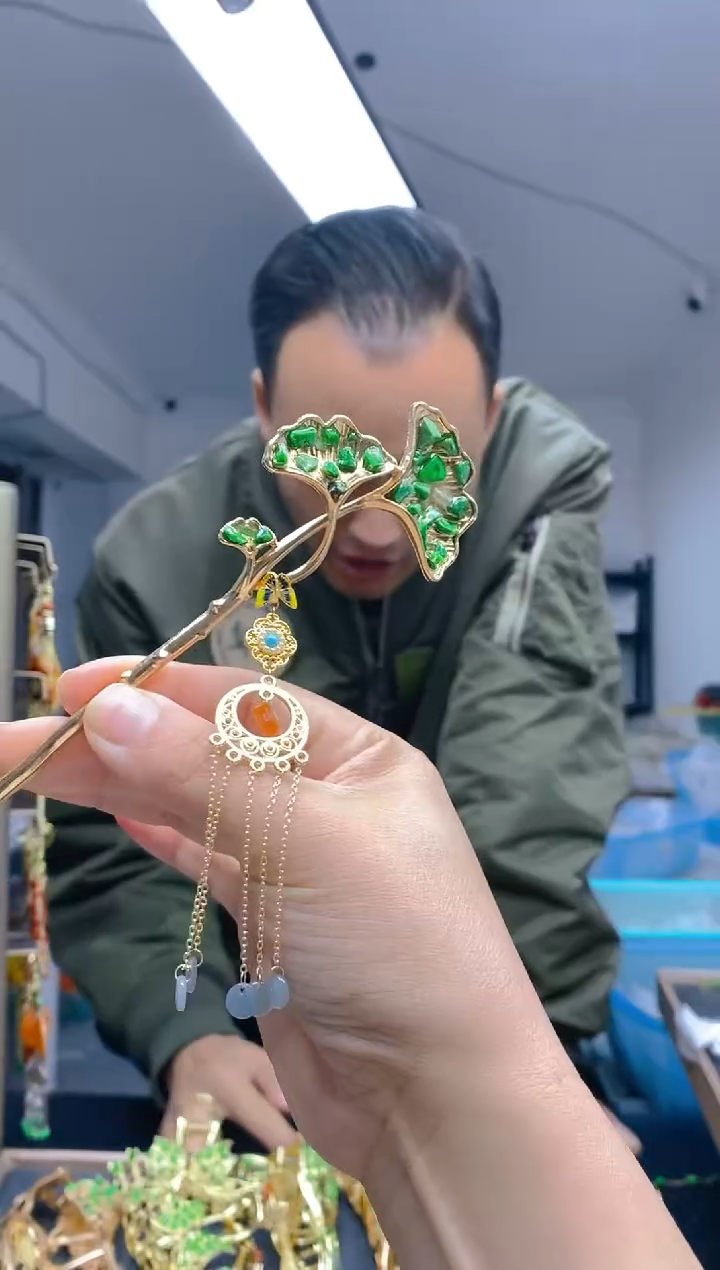 【闪购商品】翡翠耳饰合金239翡翠发簪