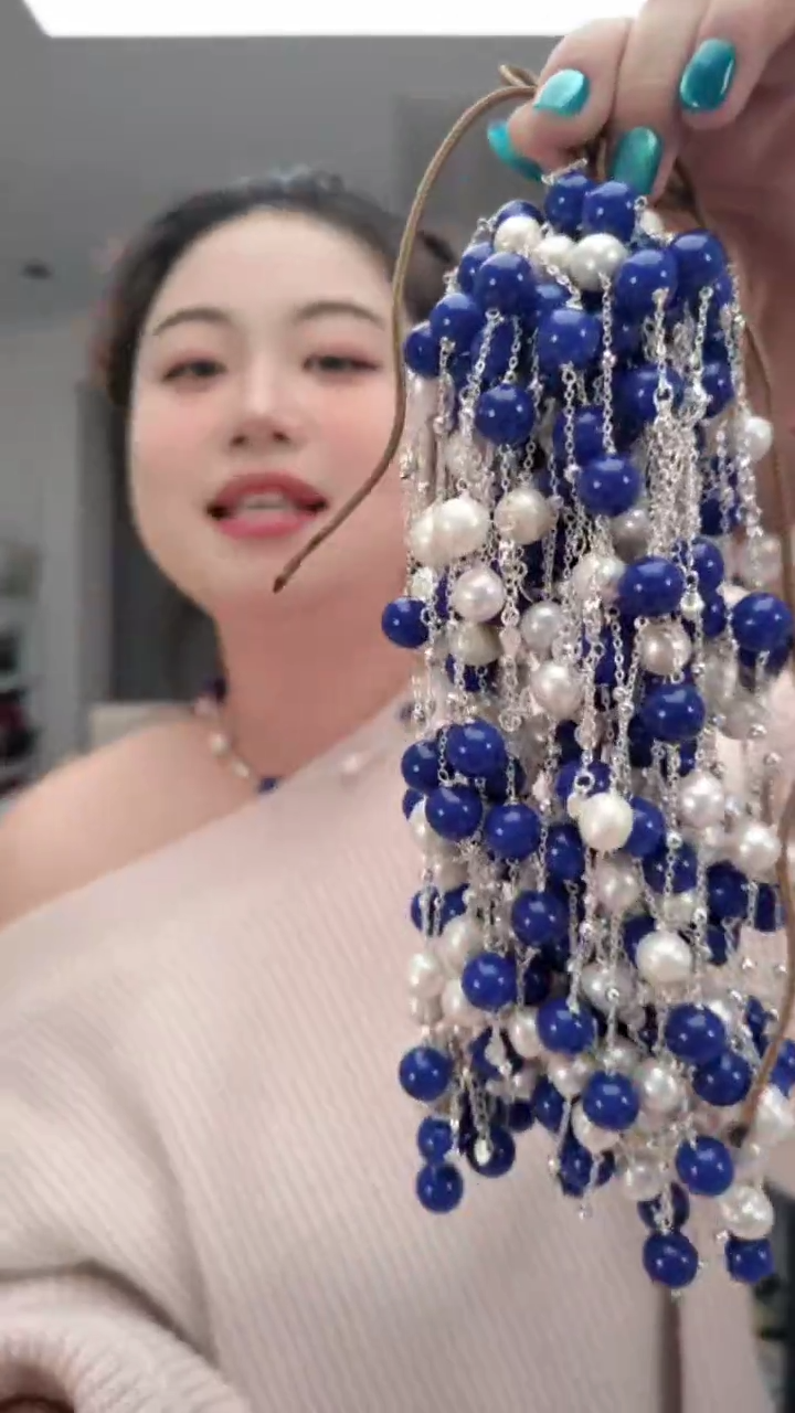 颈饰未镶嵌淡水珍珠0142蓝白满天星