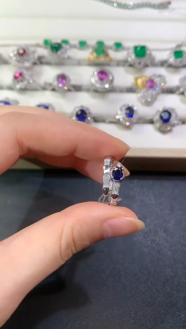 蓝宝石戒指18K金镶嵌D76|3999