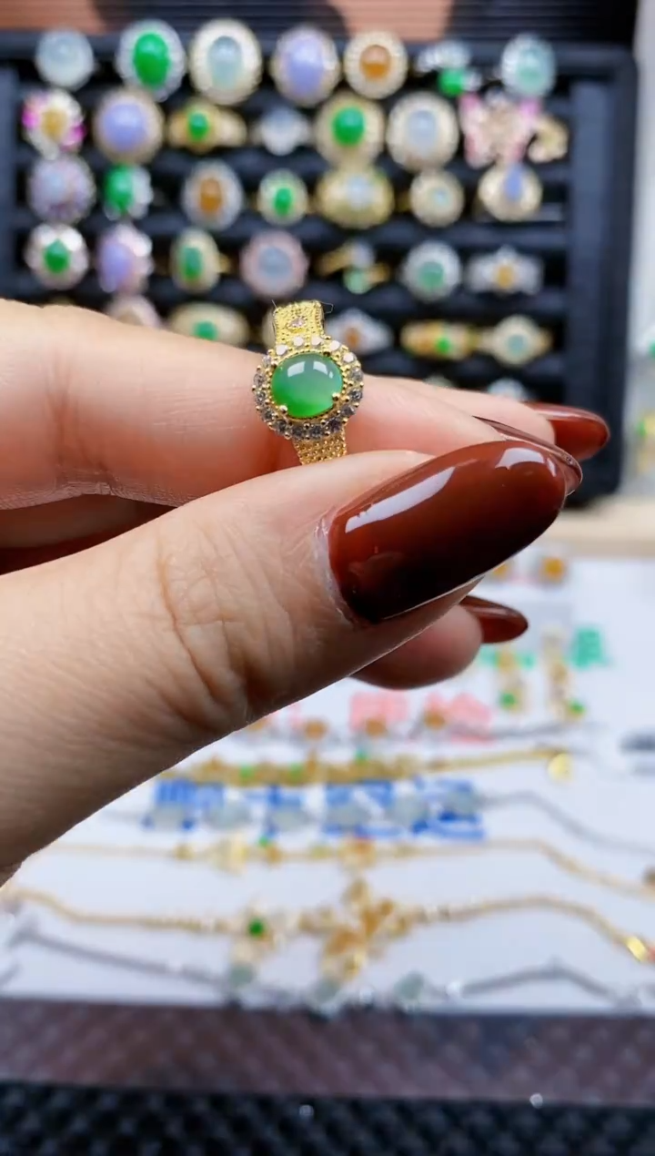 银S925镶嵌戒指翡翠277