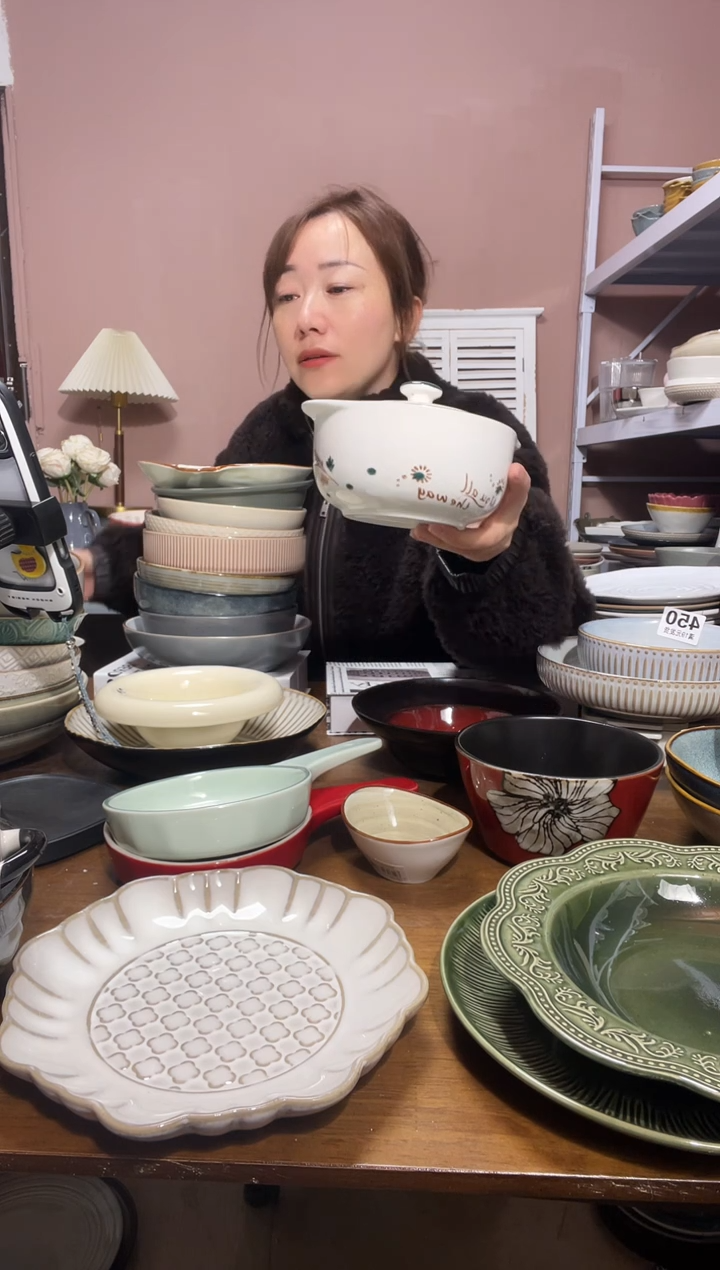 陶瓷微瑕（1个装）麋鹿盖碗1个