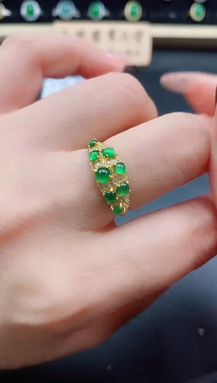 银S925镶嵌戒指翡翠1