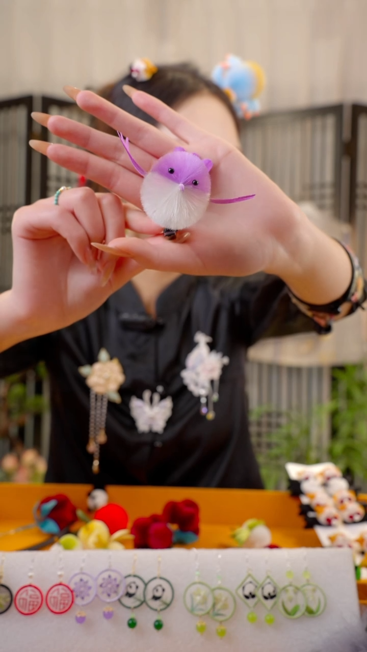 织绣奕非遗苏绣绒花手工饰品
