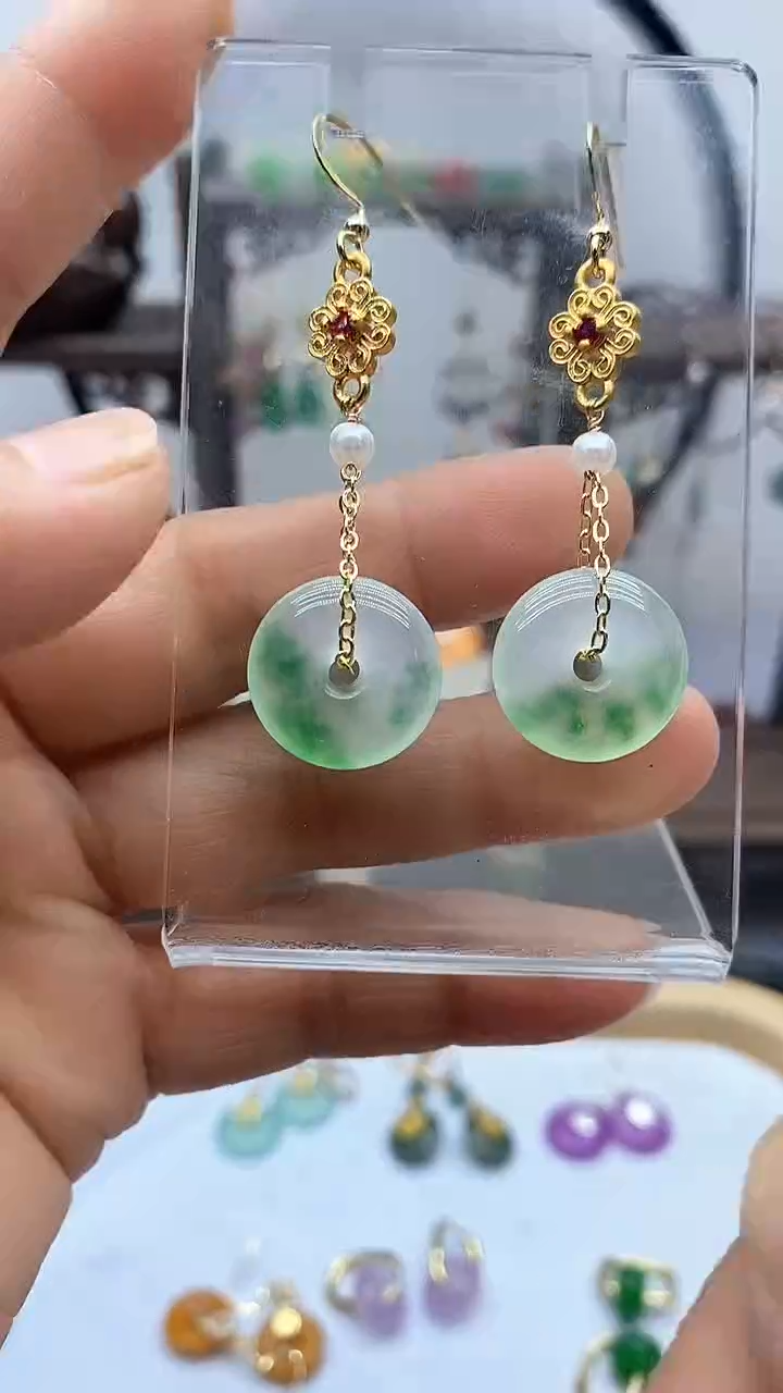 玛瑙/玉髓耳饰14K金镶嵌200