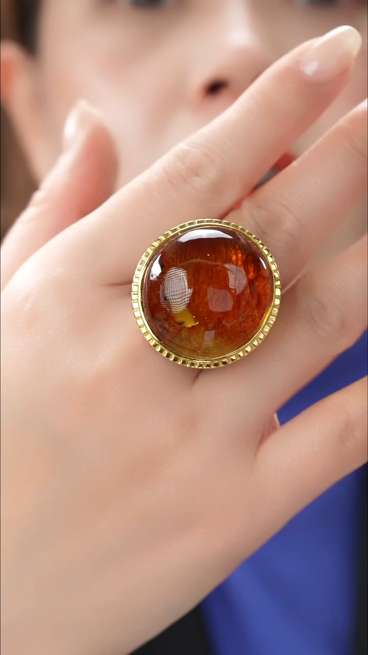 琥珀颈饰未镶嵌精品戒指