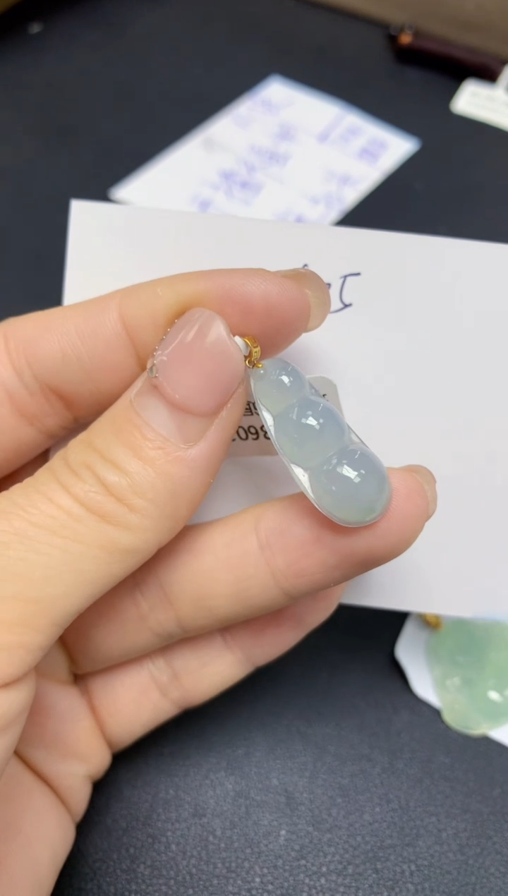 【闪购商品】翡翠挂件18K金镶嵌 天然翡翠A货