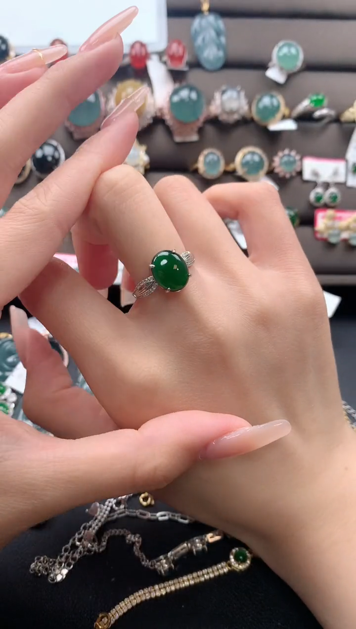 【闪购商品】翡翠戒指银S925镶嵌4534534534