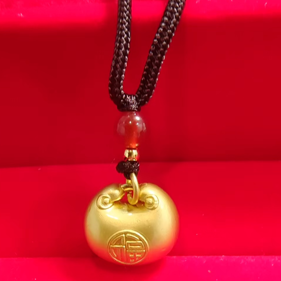 999·足·金黄金金珠高端大气天然玛瑙吊坠-66赠证书赠绳合金福袋