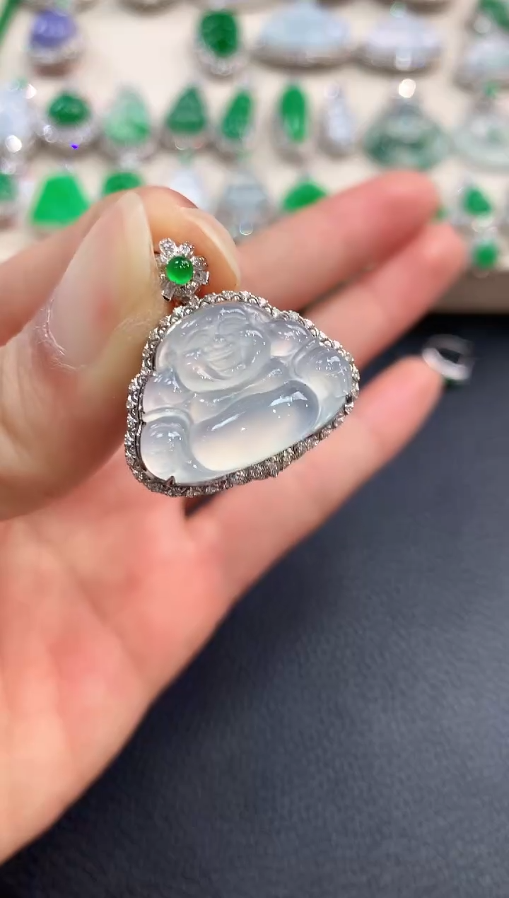 【闪购商品】翡翠吊坠(不含链)18K金镶嵌b119       