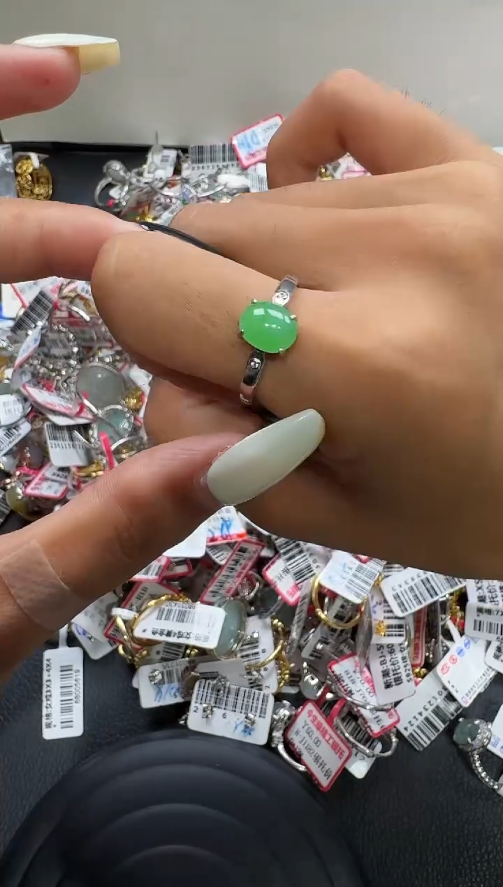 翡翠戒指银S925镶嵌戒指268