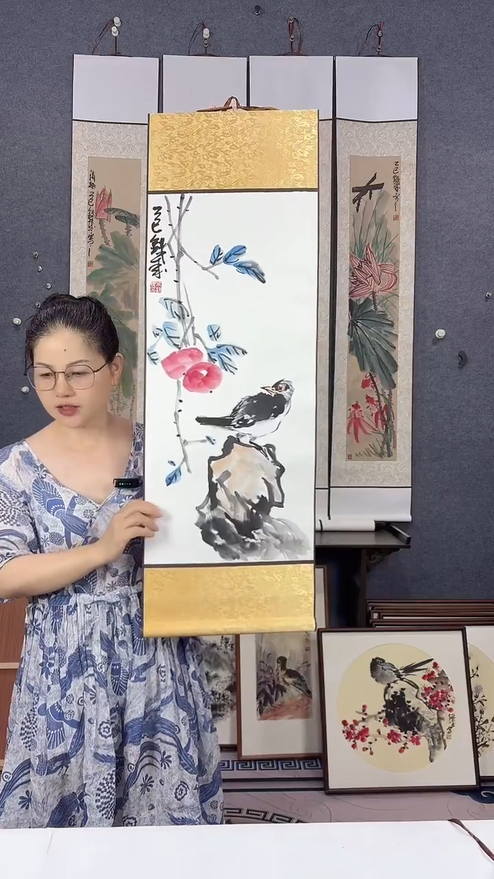 国画92*32吴铁成手绘卷轴