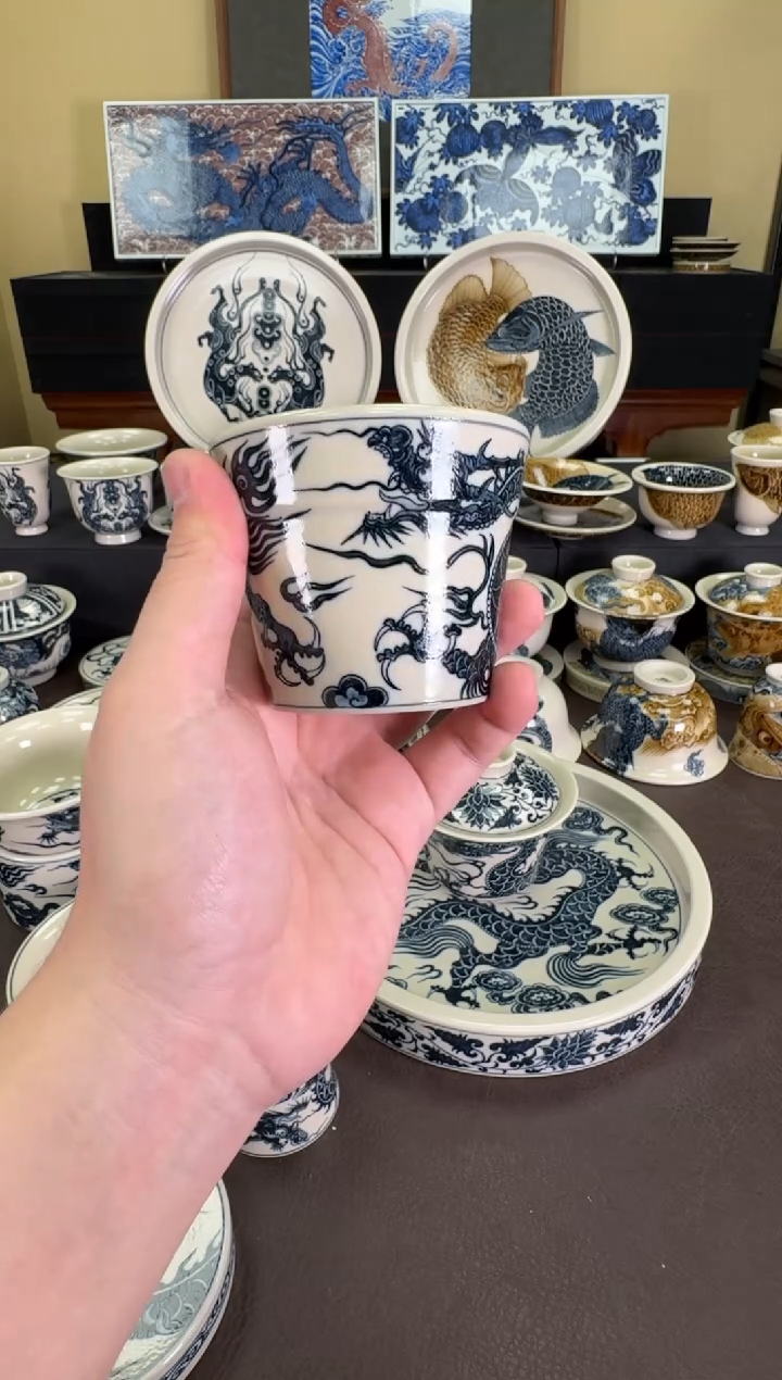 【闪购商品】二号釉1351龙纹冰桶杯