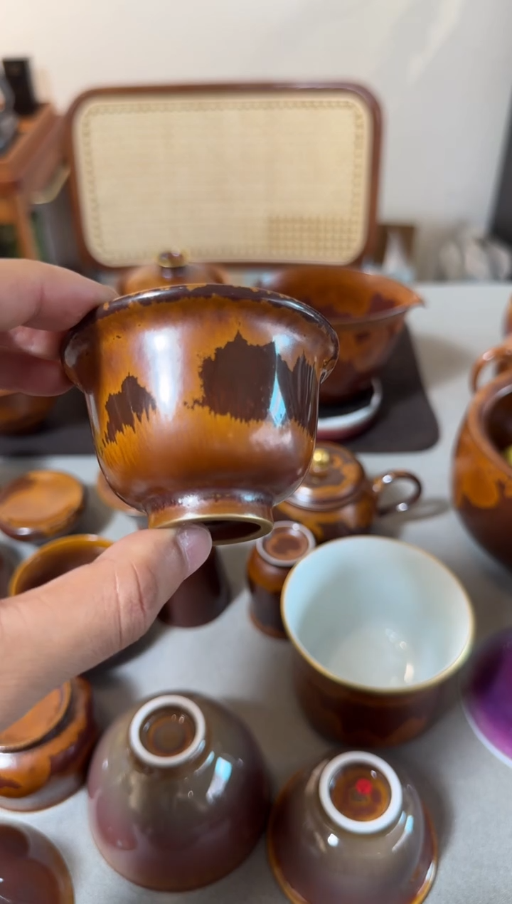 荣器 木首釉 小压手杯（纯釉）