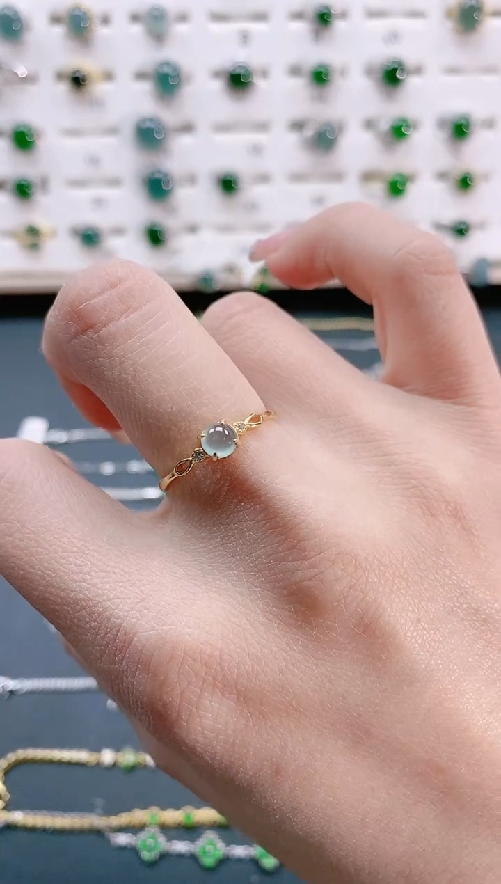 【闪购商品】翡翠戒指银S925镶嵌天然翡翠