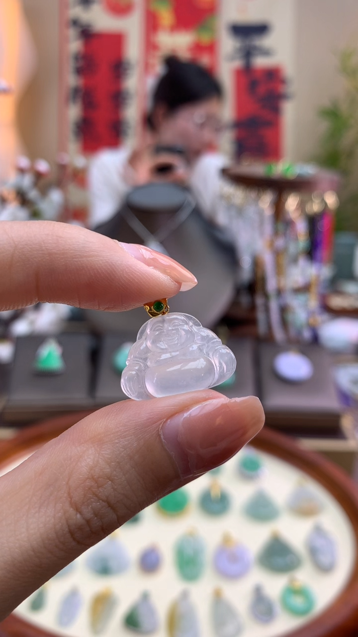 【闪购商品】翡翠颈饰18K金镶嵌佛公