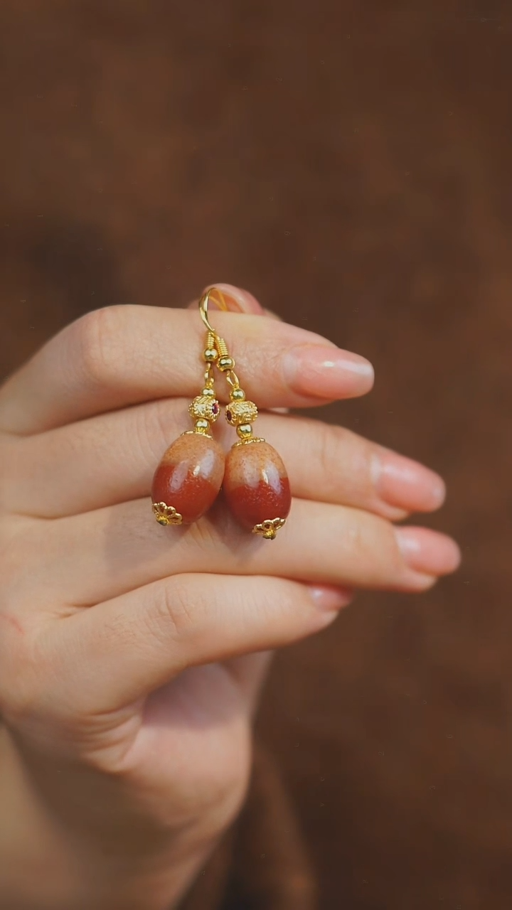 【闪购商品】玛瑙/玉髓耳环未镶嵌多样性发其一