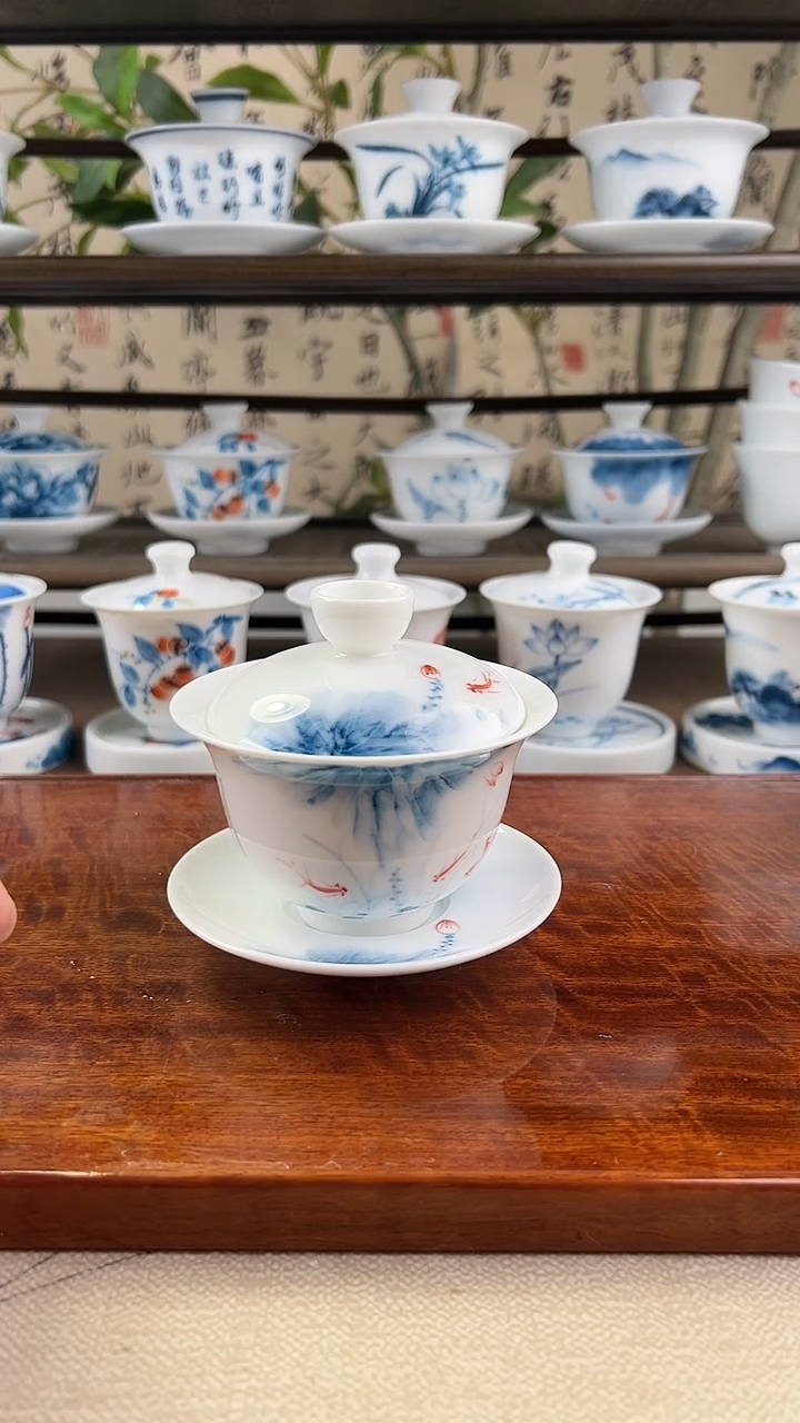 微瑕蓝莲150ml三才盖碗