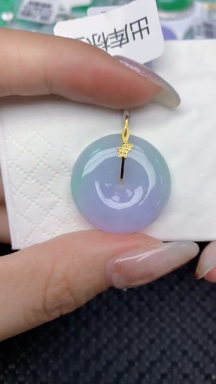 颈饰18K金镶嵌翡翠天然缅甸翡翠a货百元以上9元证书费自理