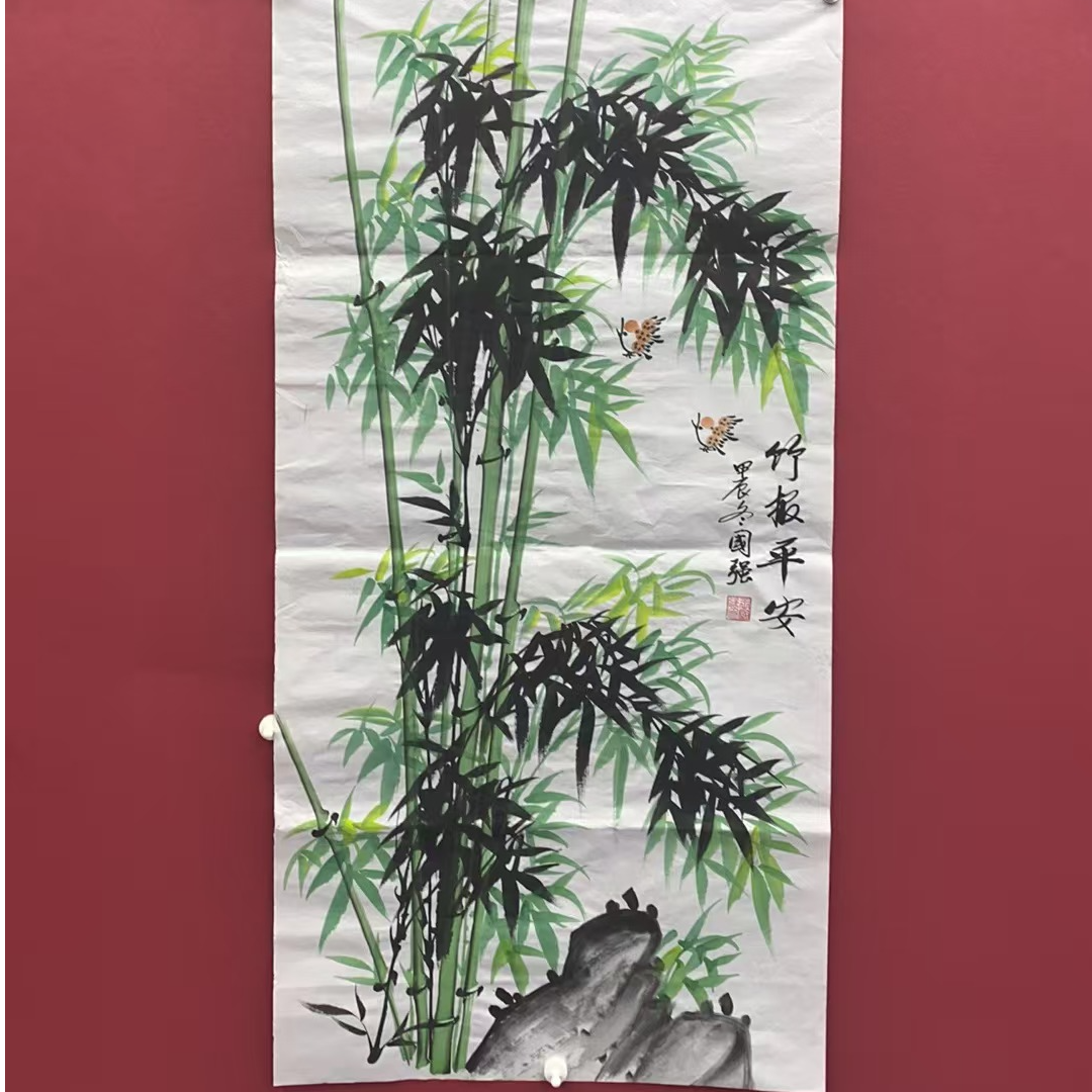 白海燕/竹子/宣纸/160x70/手绘