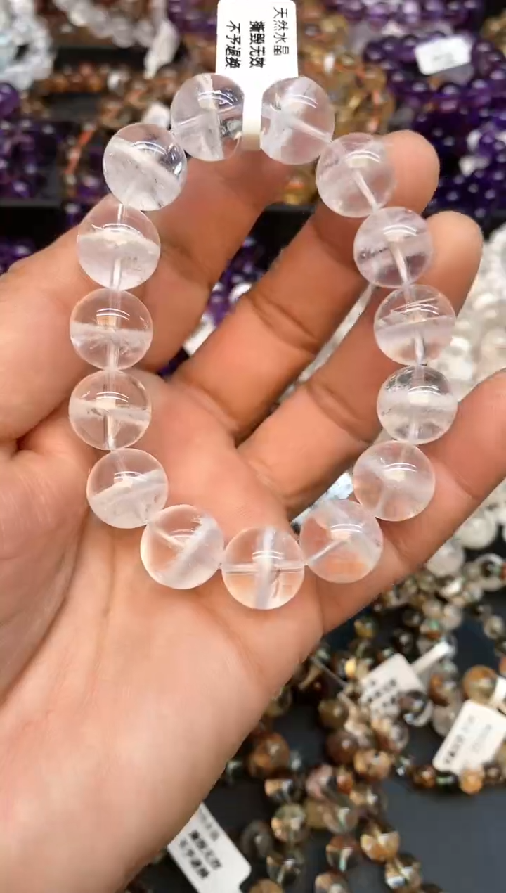 【闪购商品】水晶手链未镶嵌b34 白幽灵14mm