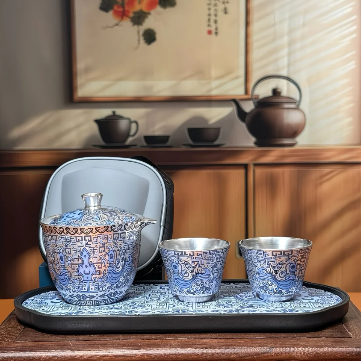 茗香瓷器 天命玄鸟银旅行套-6294