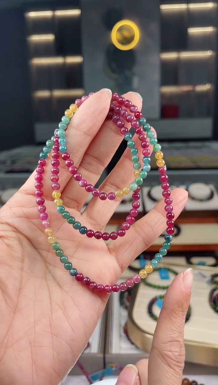 【闪购商品】碧玺三圈手串未镶嵌（多样性发一条）Q