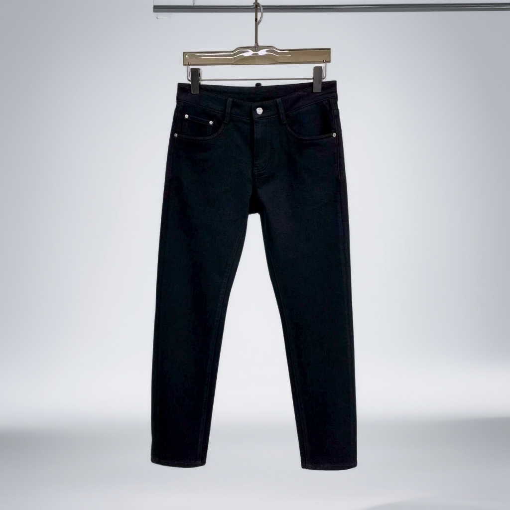 BR8898F秋冬高腰长裤加绒直筒牛仔裤黑色百搭牛仔裤弹力