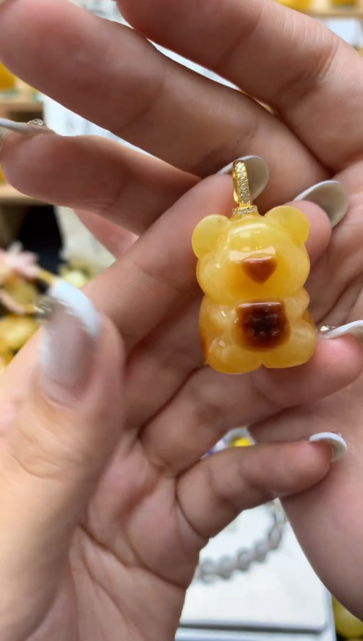 琥珀银S925镶嵌珠宝奇石100琥珀蜜蜡微瑕