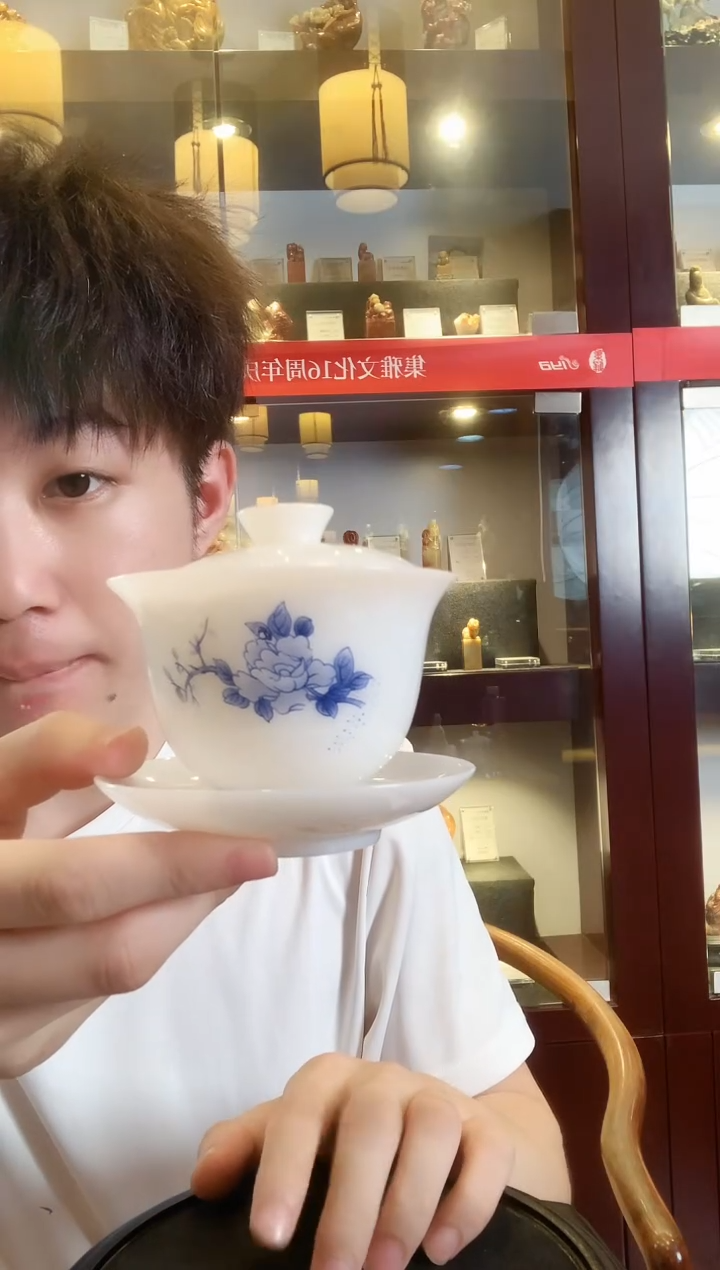 摆件中国白德化瓷  冰种玉瓷盖碗