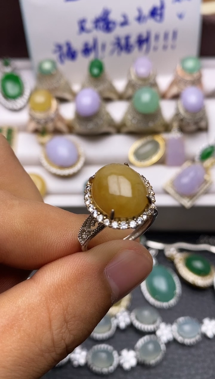 银S925镶嵌戒指翡翠/0021